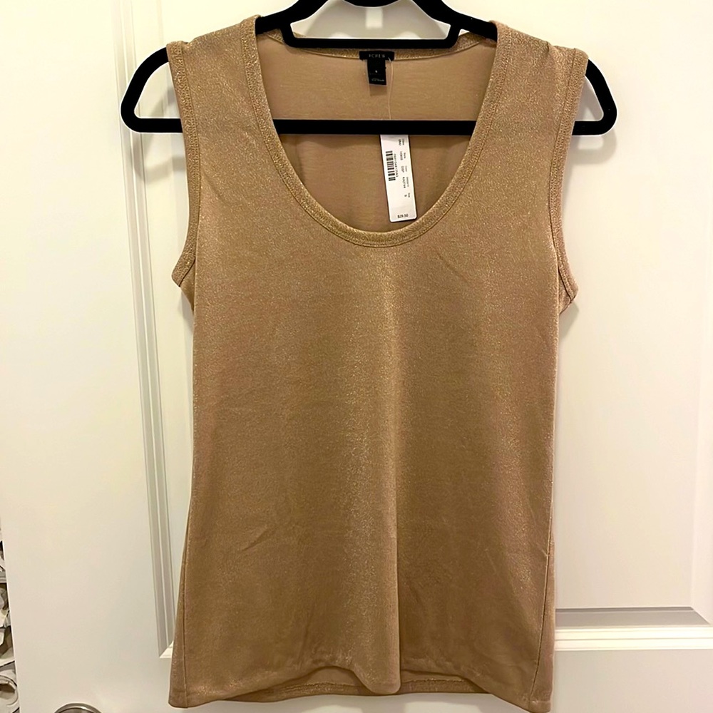 NWT | J.Crew Sparkle Scoop Tank champagne gold